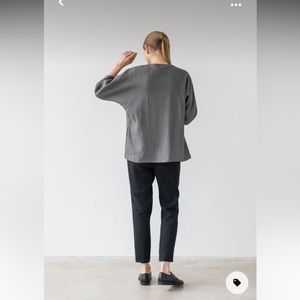 Ode to Sunday Linen Long-sleeve Black Small